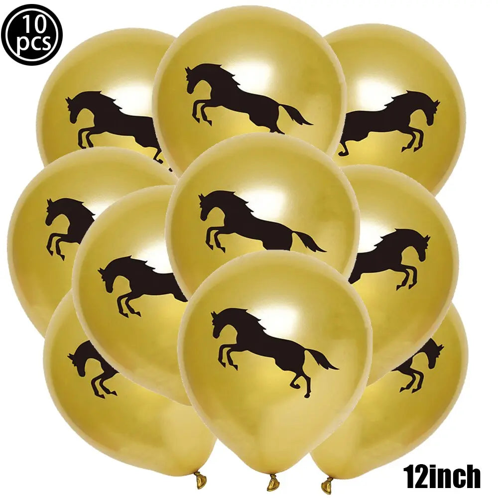 10pcs Horse Balloons Set Party Decor Confetti Sequin Balloons Foil Latex Party Balloons Kid Aldult Cowboy Cowgirl Birthday Party - Image #8