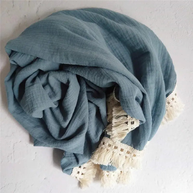 Baby Blanket Fringe Swaddle Baby Blankets Newborn Toddler Infant Baby Boy/girl Blanket Muslin Swaddle Bath - Image #4