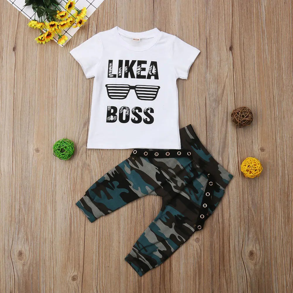 0-3Y Newborn Infant Toddler Baby Boy Clothes Set Kids Boys Cute Short Sleeve T-Shirt Top+Pants Outfits Clothing Set - Image #4