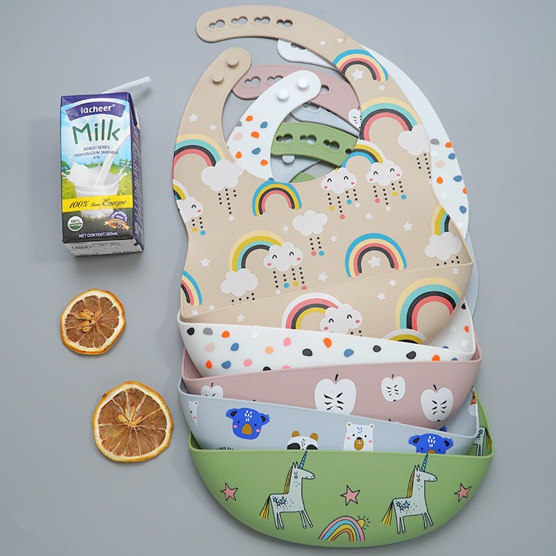 Baby Dining Table Accessories Children's Printed Cartoon Waterproof Bib Infant Foldable Saliva Towel Kitchen Supply For Kids