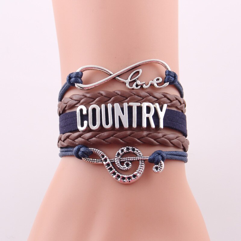 Love Country Bracelet Music Note Cowboy Hat As Country As Truck