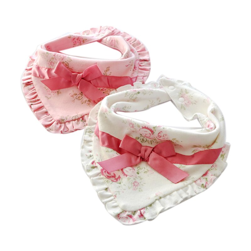 New Baby Bibs Cute Cotton Triangle Round Lace Bow Princess Bandana Baby Towel Bavoirs Floral Super Soft Baby Bib 0-3years