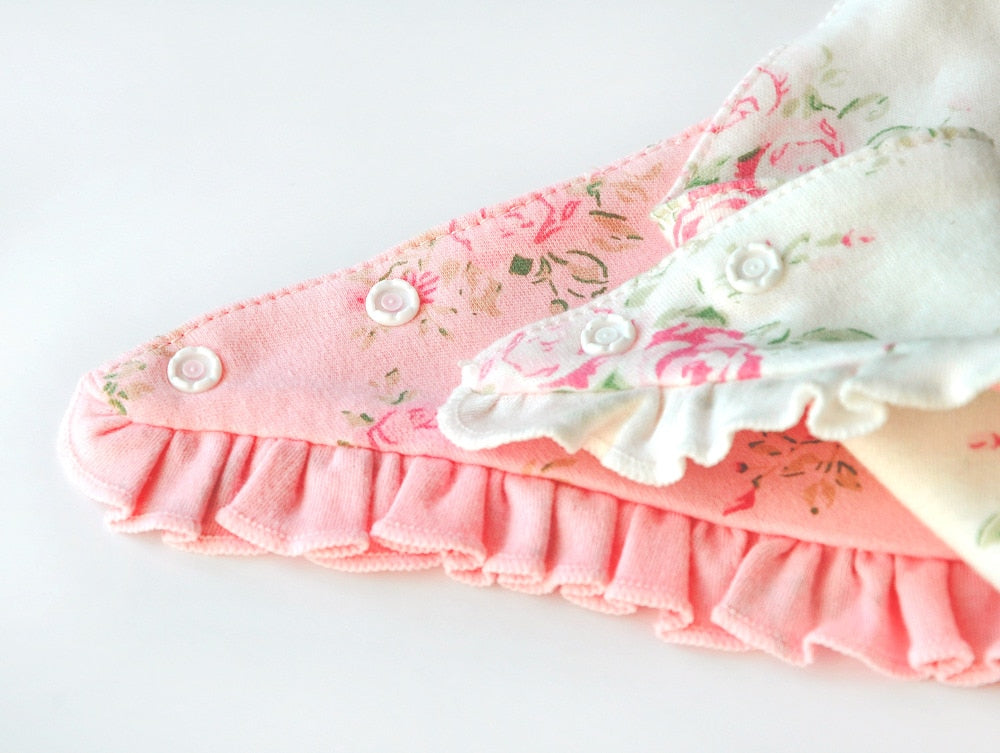 New Baby Bibs Cute Cotton Triangle Round Lace Bow Princess Bandana Baby Towel Bavoirs Floral Super Soft Baby Bib 0-3years