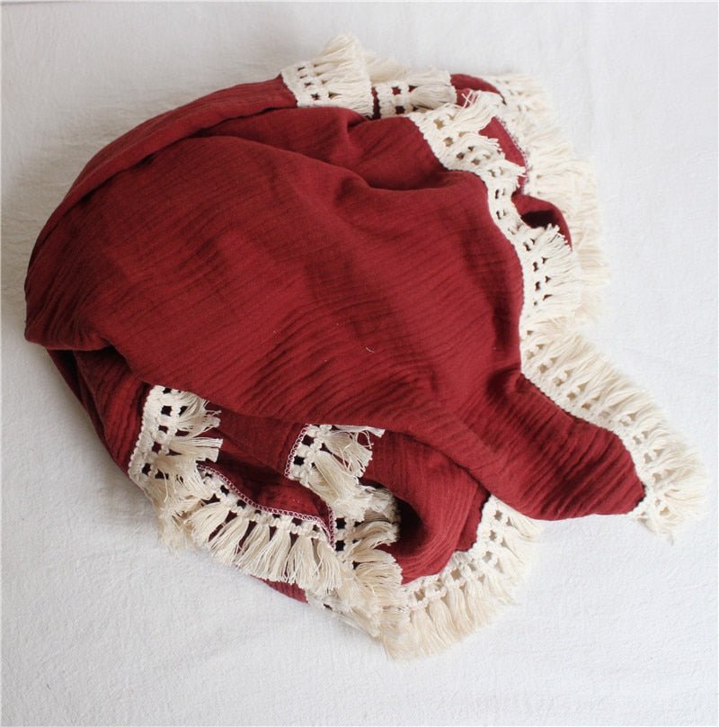 Baby Blanket Fringe Swaddle Baby Blankets Newborn Toddler Infant Baby Boy/girl Blanket Muslin Swaddle Bath