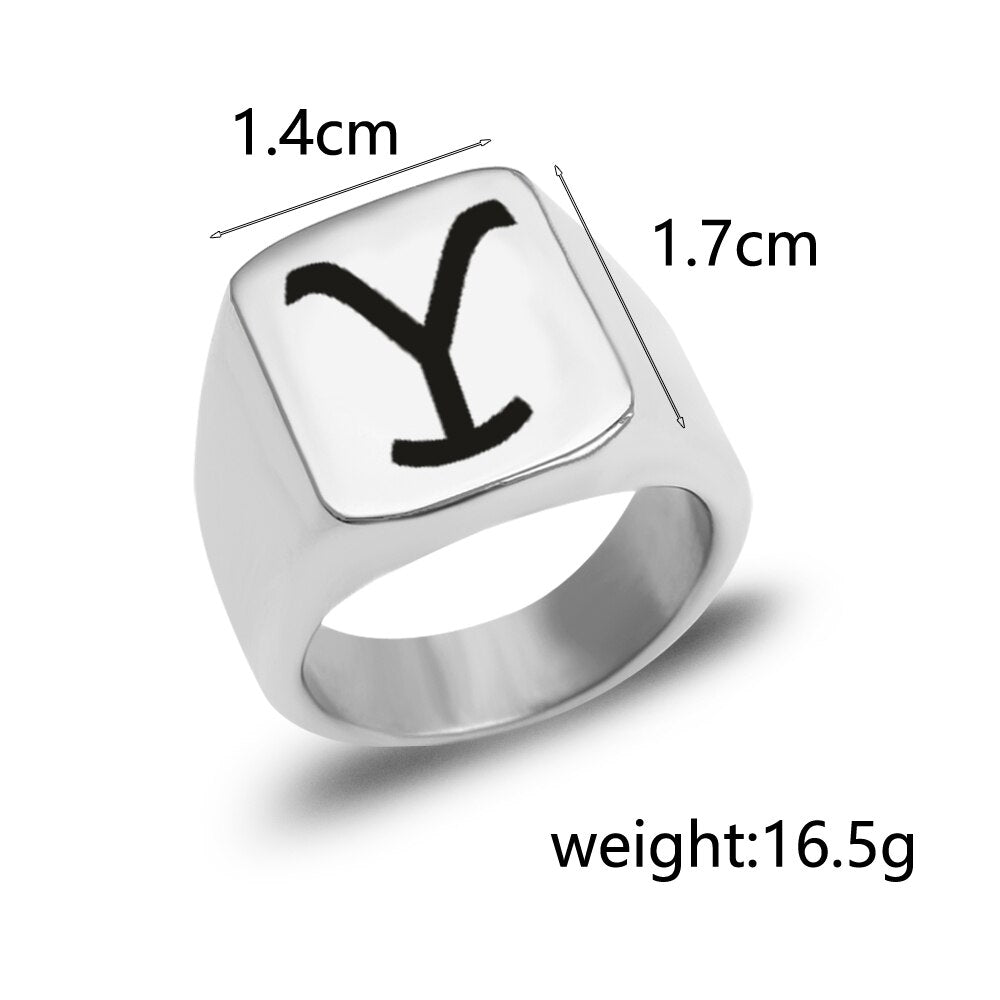 Yellowstone Men Ring Yellowstone Y Dutton Ranch Logo Stainless Steel Ring Personalized Jewelry for Men