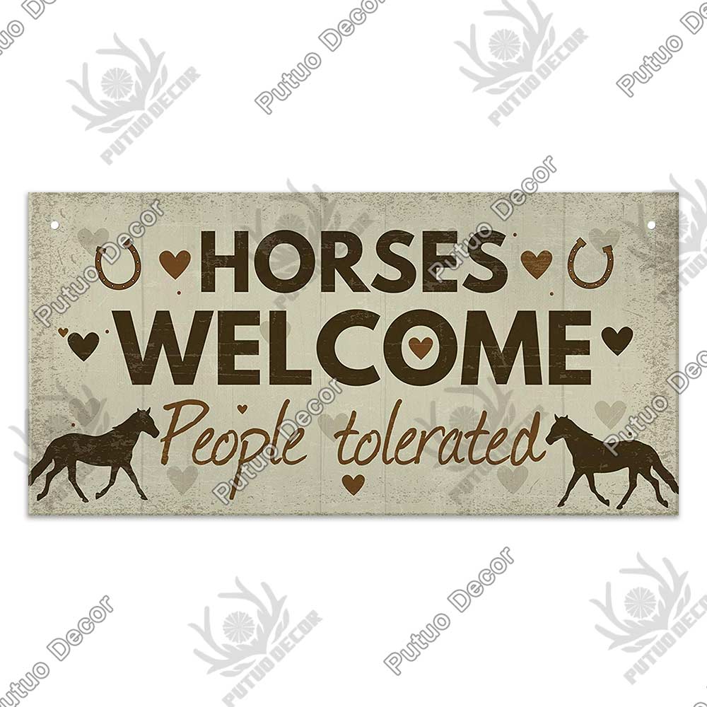 Putuo Decor Horse Signs Wooden Hanging Plaque Decorative Plaque Gifts for Horse Lover Farm Stables Decoration Living Home Decor