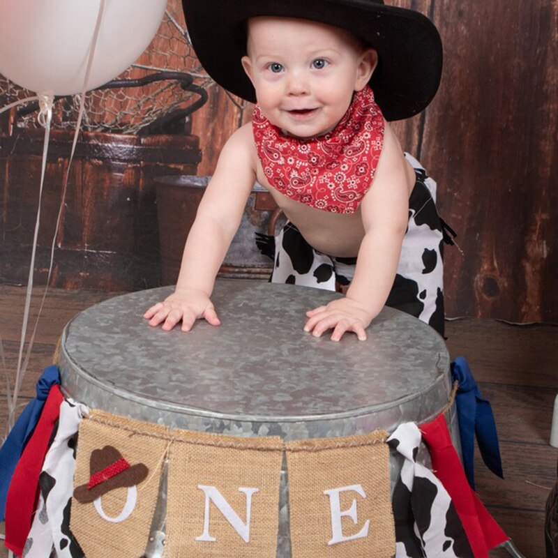 Western COWBOY Cowgirl Rodeo Country Farm Barnyard Theme one year old 1st first Birthday party decoration gift Highchair Banner