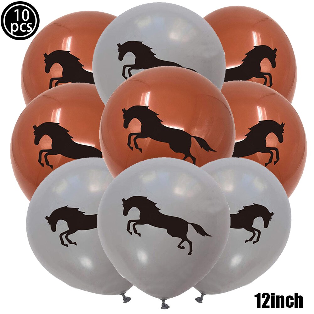 10pcs Horse Balloons Set Party Decor Confetti Sequin Balloons Foil Latex Party Balloons Kid Aldult Cowboy Cowgirl Birthday Party