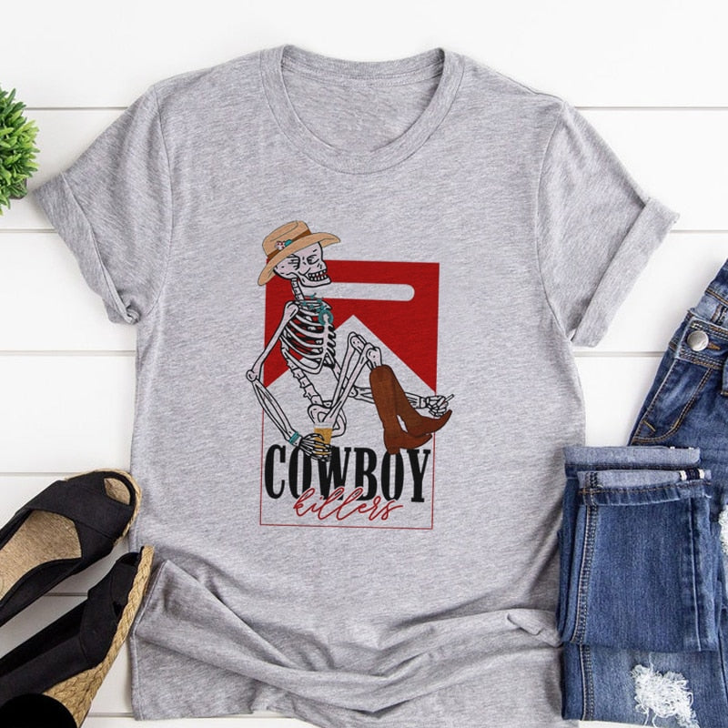 Country As Truck© Skeleton Cowboy Killer Vintage Western Tee