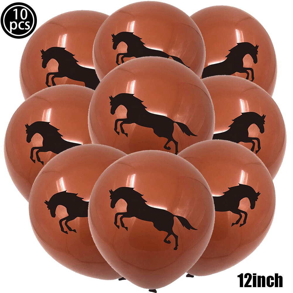 10pcs Horse Balloons Set Party Decor Confetti Sequin Balloons Foil Latex Party Balloons Kid Aldult Cowboy Cowgirl Birthday Party