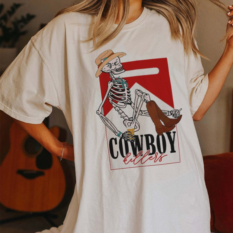 Country As Truck© Skeleton Cowboy Killer Vintage Western Tee