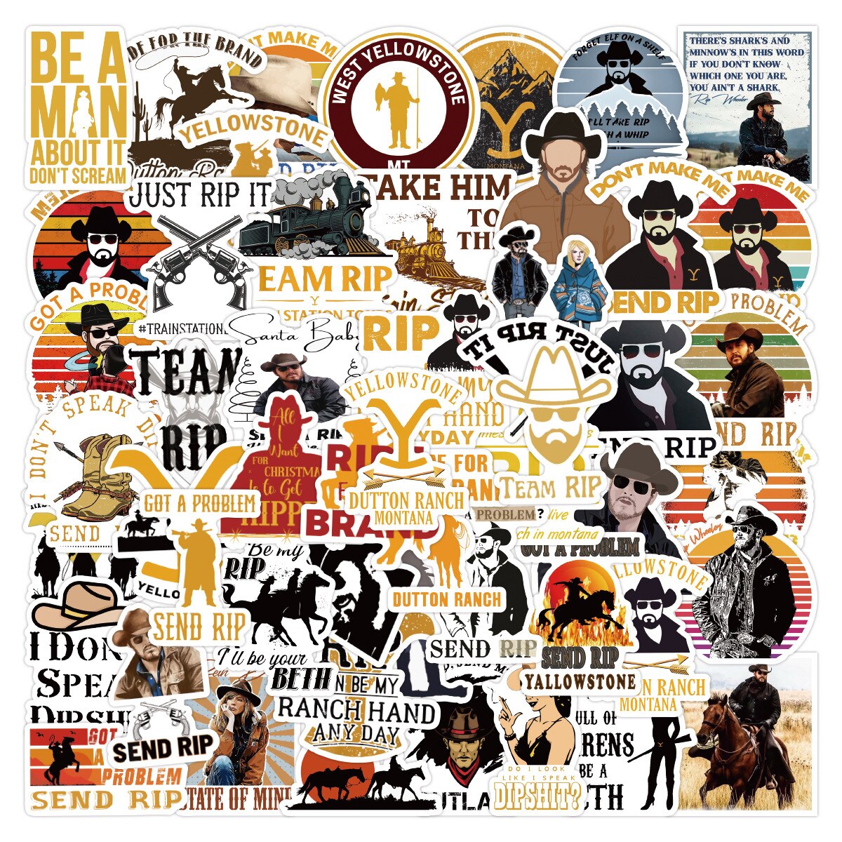 50Pcs Yellowstone Red Dead Redemption Stickers. Make Great Party Favors :)