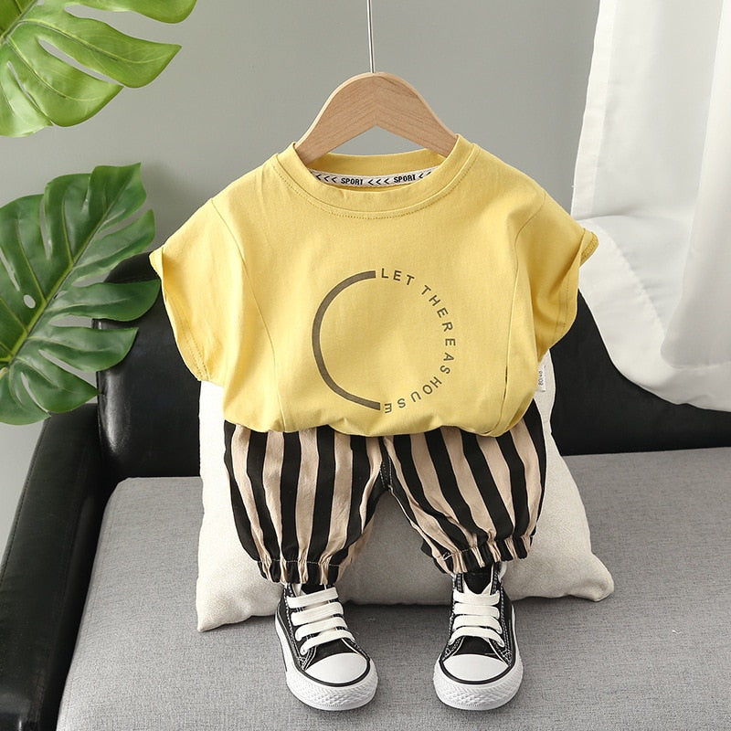 DIIMUU Baby Boys Clothing Sets T-shirt + Shorts Kids Girl Outfits Suits Children Summer Wear Infant Toddler Tee Shirts + Pants