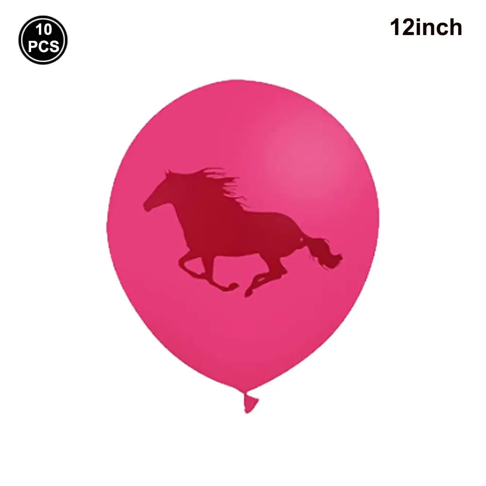 10pcs Horse Balloons Set Party Decor Confetti Sequin Balloons Foil Latex Party Balloons Kid Aldult Cowboy Cowgirl Birthday Party - Image #20