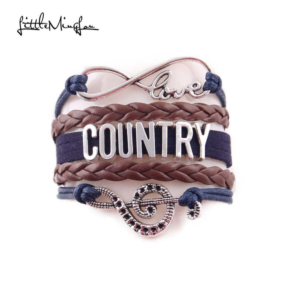 Love Country Bracelet Music Note Cowboy Hat As Country As Truck
