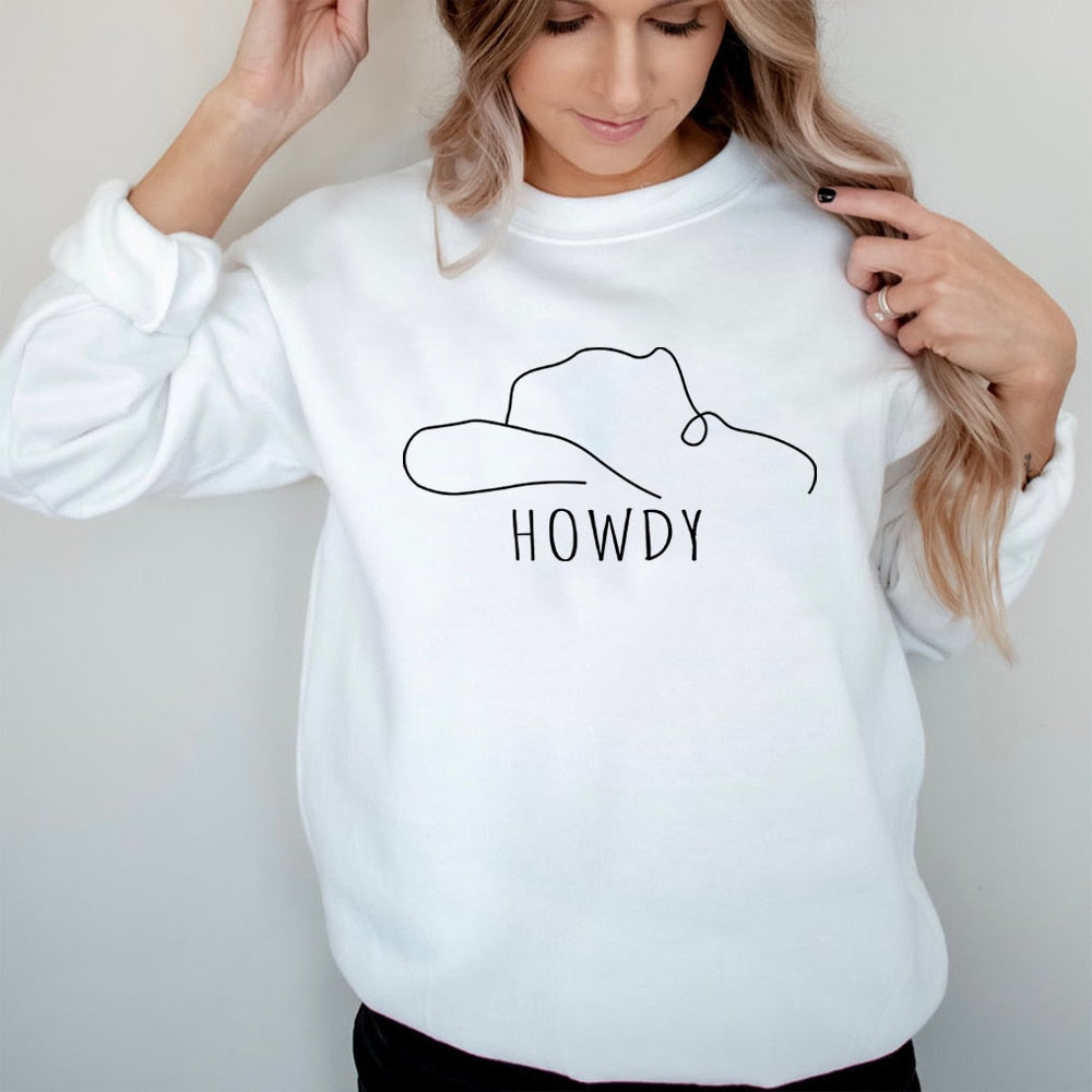 Howdy Hat Sweatshirt Country Western Shirts Rodeo Fashion Cowgirl Style Shirt Country Music Top Tee Graphic Shirt