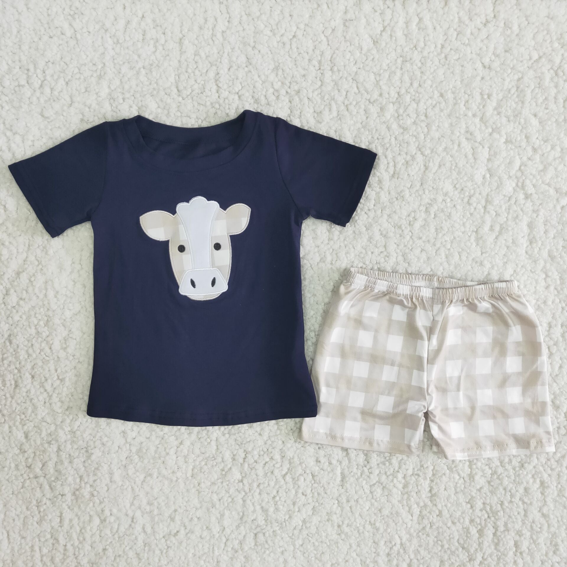 Country Baby Boy Summer Western Cow Rodeo Clothing Short Sleeve Tie Dye Shirt Horse Man Shorts Wholesale Children Kid Set Fashion Outfit