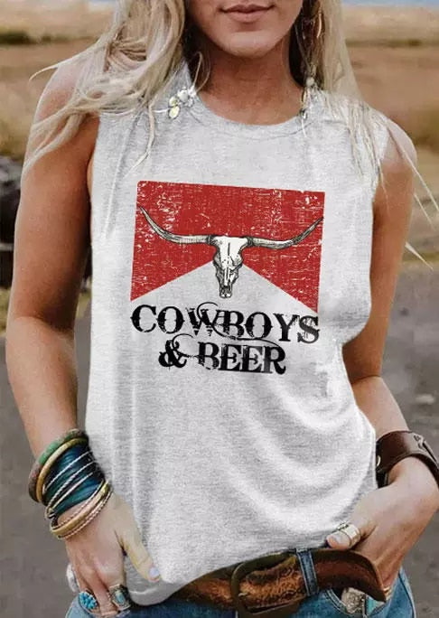 Country As Truck© Cowgirl Sleeveless Shirts Summer Cowboy Tee