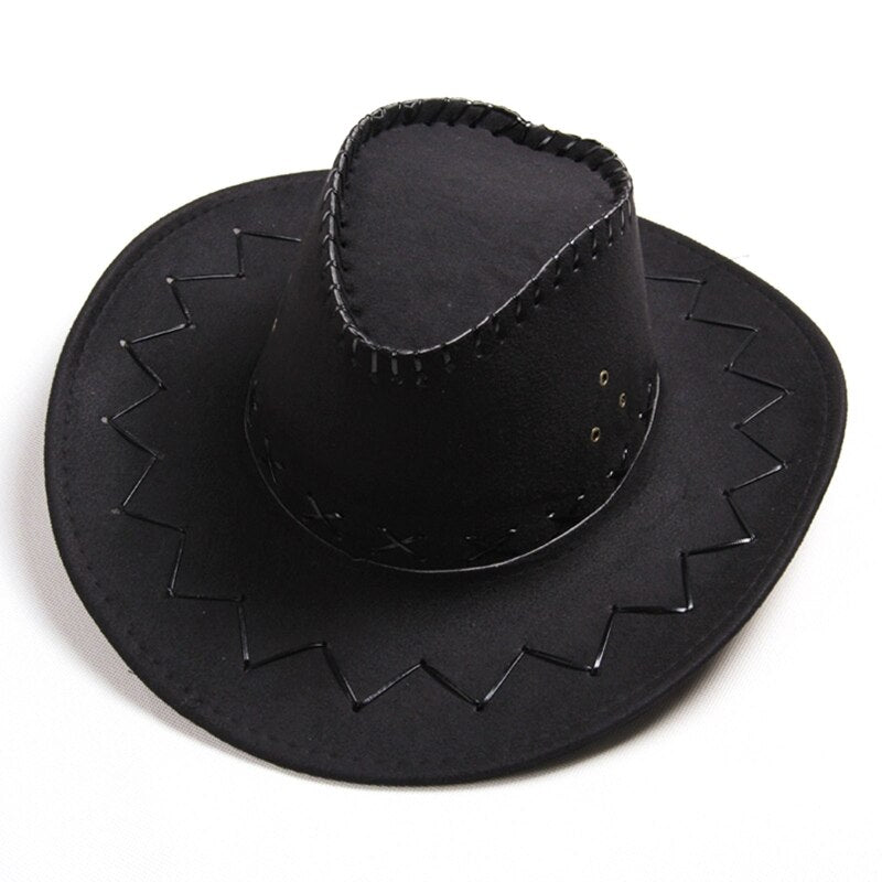 Simple Unisex Kids Cowboy Hat Fashionable Suede Western Cowboy Hat for Halloween Costume Accessories Photography Props X4YC