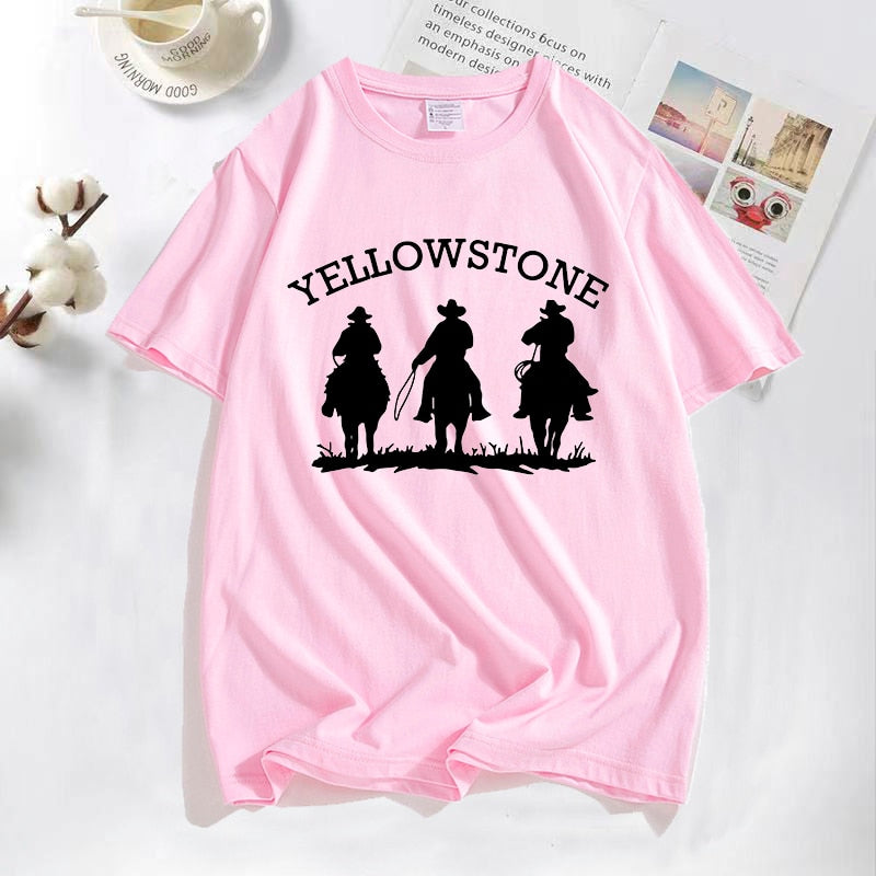 Yellowstone Cowboys Western T Shirts Man Riding On The Ranch